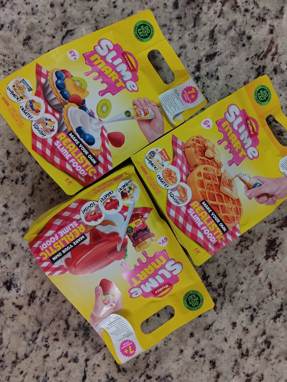 Slime Mart Realistic Slime Food - Waffles, Fruit Tart, Strawberry Cheesecake